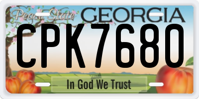 GA license plate CPK7680