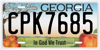 GA license plate CPK7685