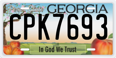 GA license plate CPK7693