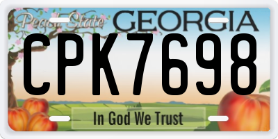 GA license plate CPK7698