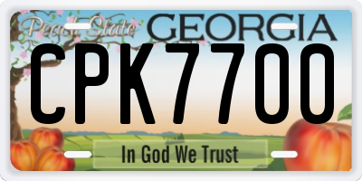 GA license plate CPK7700