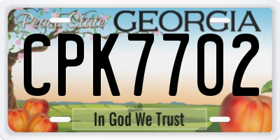 GA license plate CPK7702