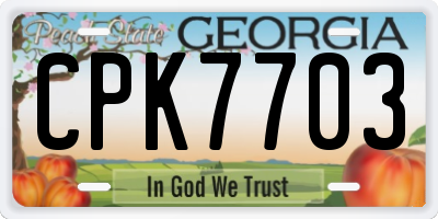 GA license plate CPK7703