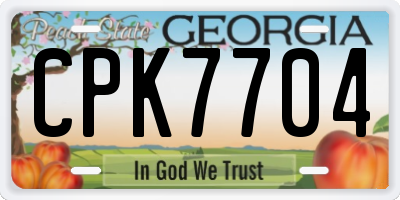 GA license plate CPK7704