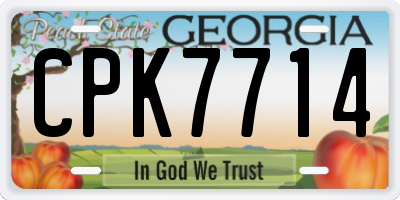 GA license plate CPK7714