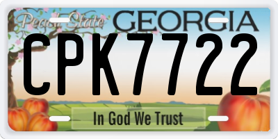 GA license plate CPK7722