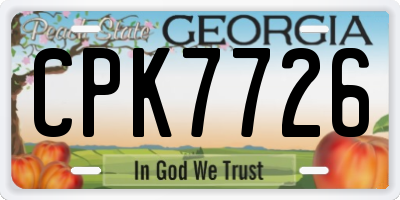 GA license plate CPK7726