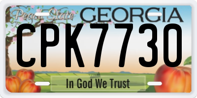 GA license plate CPK7730