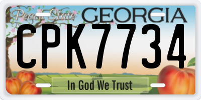 GA license plate CPK7734