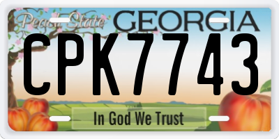GA license plate CPK7743
