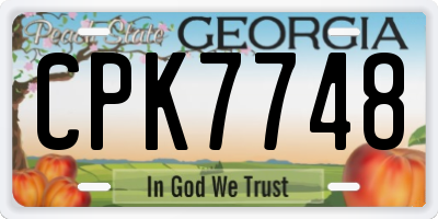 GA license plate CPK7748