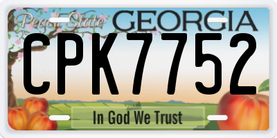 GA license plate CPK7752
