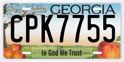 GA license plate CPK7755