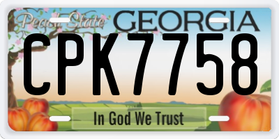 GA license plate CPK7758