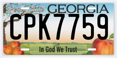 GA license plate CPK7759