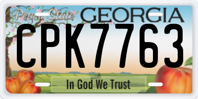 GA license plate CPK7763
