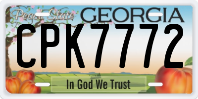 GA license plate CPK7772