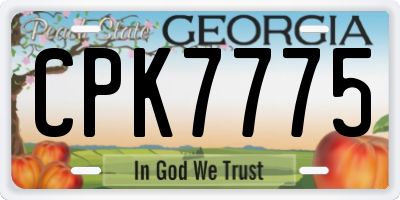 GA license plate CPK7775
