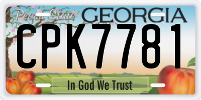 GA license plate CPK7781