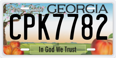GA license plate CPK7782
