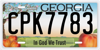 GA license plate CPK7783