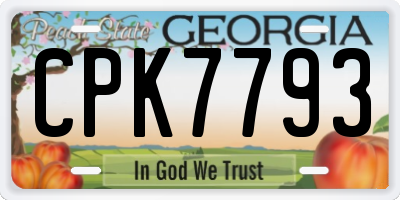 GA license plate CPK7793