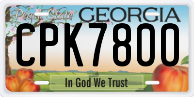 GA license plate CPK7800