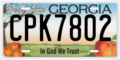 GA license plate CPK7802
