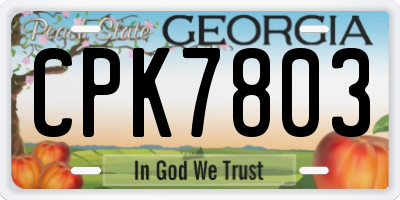 GA license plate CPK7803