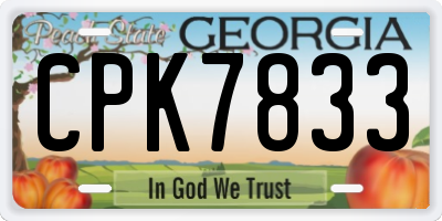 GA license plate CPK7833