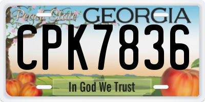 GA license plate CPK7836