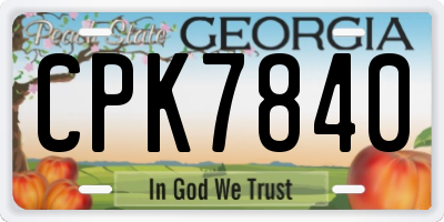 GA license plate CPK7840
