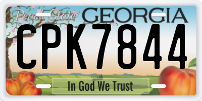 GA license plate CPK7844