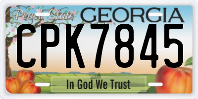 GA license plate CPK7845