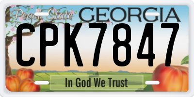 GA license plate CPK7847