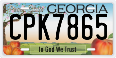 GA license plate CPK7865