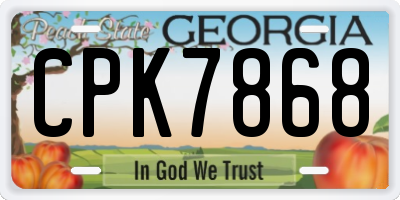 GA license plate CPK7868