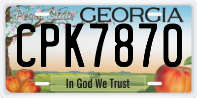 GA license plate CPK7870