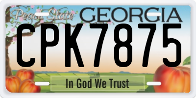 GA license plate CPK7875