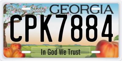 GA license plate CPK7884