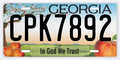 GA license plate CPK7892