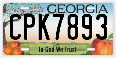 GA license plate CPK7893