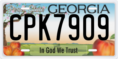 GA license plate CPK7909