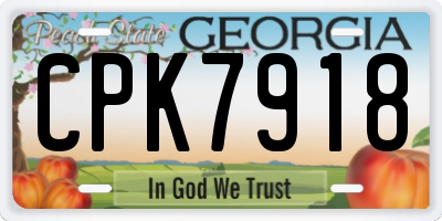 GA license plate CPK7918