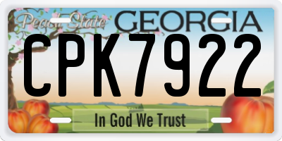 GA license plate CPK7922