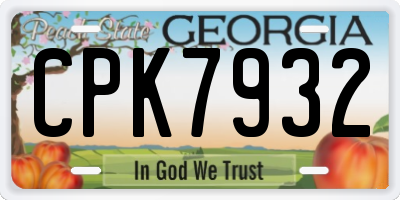 GA license plate CPK7932