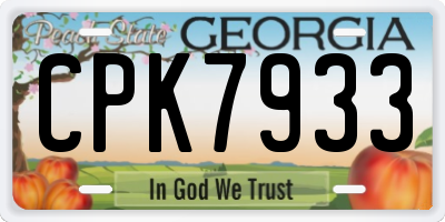 GA license plate CPK7933