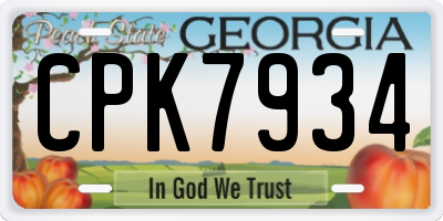 GA license plate CPK7934