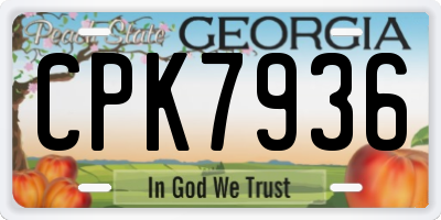 GA license plate CPK7936