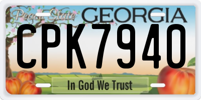 GA license plate CPK7940